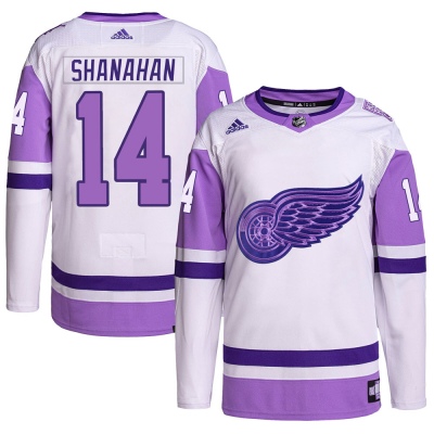 Men's Brendan Shanahan Detroit Red Wings Adidas Hockey Fights Cancer Primegreen Jersey - Authentic White/Purple