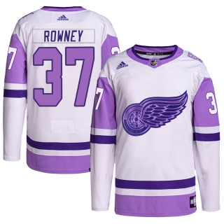 Men's Carter Rowney Detroit Red Wings Adidas Hockey Fights Cancer Primegreen Jersey - Authentic White/Purple