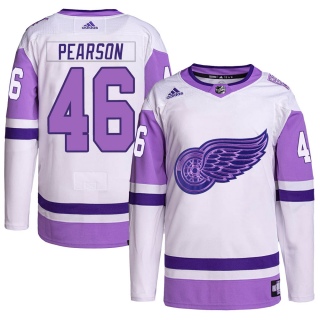 Men's Chase Pearson Detroit Red Wings Adidas Hockey Fights Cancer Primegreen Jersey - Authentic White/Purple