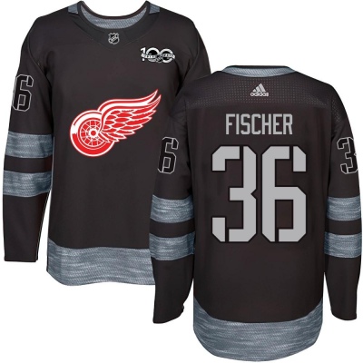 Men's Christian Fischer Detroit Red Wings 1917- 100th Anniversary Jersey - Authentic Black