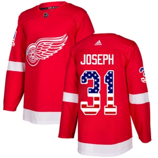 Men's Curtis Joseph Detroit Red Wings Adidas USA Flag Fashion Jersey - Authentic Red