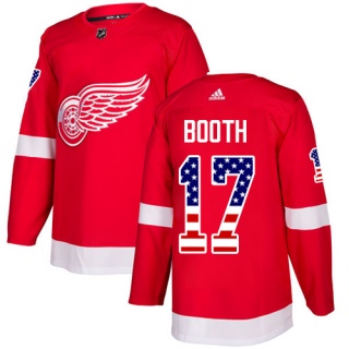 Men's David Booth Detroit Red Wings Adidas USA Flag Fashion Jersey - Authentic Red