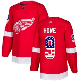 Men's Gordie Howe Detroit Red Wings Adidas USA Flag Fashion Jersey - Authentic Red