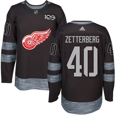 Men's Henrik Zetterberg Detroit Red Wings 1917- 100th Anniversary Jersey - Authentic Black