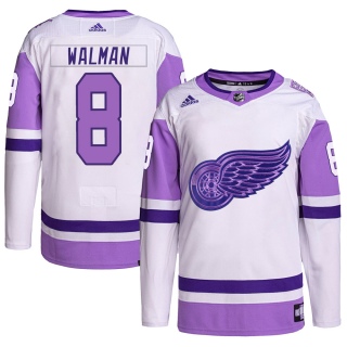 Men's Jake Walman Detroit Red Wings Adidas Hockey Fights Cancer Primegreen Jersey - Authentic White/Purple