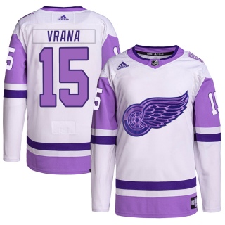 Men's Jakub Vrana Detroit Red Wings Adidas Hockey Fights Cancer Primegreen Jersey - Authentic White/Purple