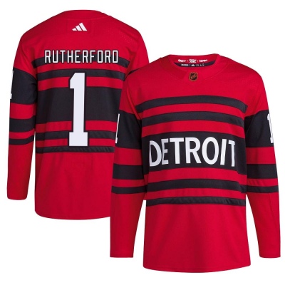 Men's Jim Rutherford Detroit Red Wings Adidas Reverse Retro 2.0 Jersey - Authentic Red