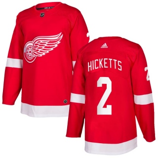 Men's Joe Hicketts Detroit Red Wings Adidas Home Jersey - Authentic Red