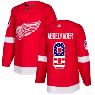 Men's Justin Abdelkader Detroit Red Wings Adidas USA Flag Fashion Jersey - Authentic Red