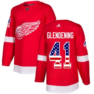 Men's Luke Glendening Detroit Red Wings Adidas USA Flag Fashion Jersey - Authentic Red