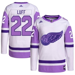 Men's Matt Luff Detroit Red Wings Adidas Hockey Fights Cancer Primegreen Jersey - Authentic White/Purple