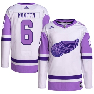 Men's Olli Maatta Detroit Red Wings Adidas Hockey Fights Cancer Primegreen Jersey - Authentic White/Purple