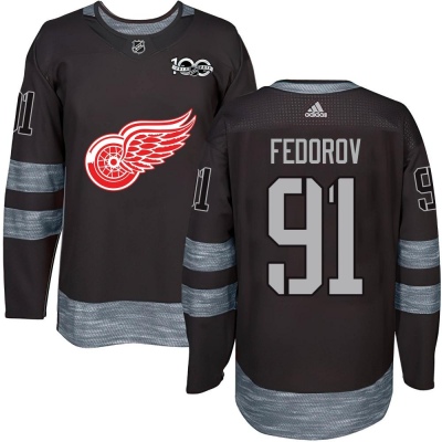 Men's Sergei Fedorov Detroit Red Wings 1917- 100th Anniversary Jersey - Authentic Black