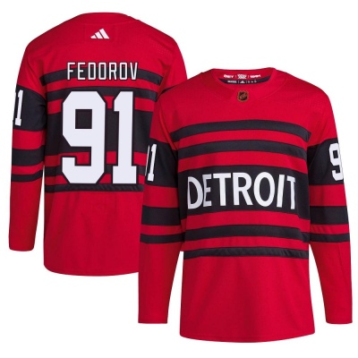 Men's Sergei Fedorov Detroit Red Wings Adidas Reverse Retro 2.0 Jersey - Authentic Red