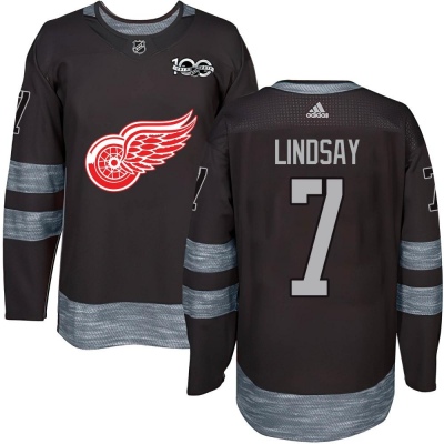 Men's Ted Lindsay Detroit Red Wings 1917- 100th Anniversary Jersey - Authentic Black