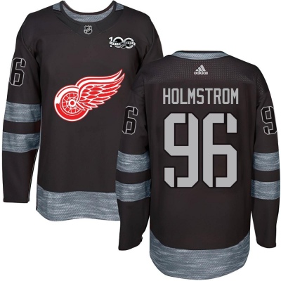 Men's Tomas Holmstrom Detroit Red Wings 1917- 100th Anniversary Jersey - Authentic Black