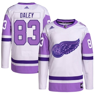 Men's Trevor Daley Detroit Red Wings Adidas Hockey Fights Cancer Primegreen Jersey - Authentic White/Purple