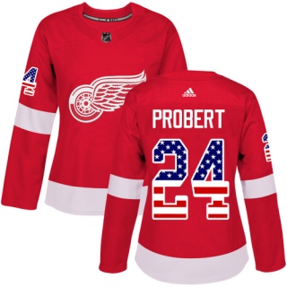 Women's Bob Probert Detroit Red Wings Adidas USA Flag Fashion Jersey - Authentic Red