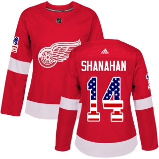 Women's Brendan Shanahan Detroit Red Wings Adidas USA Flag Fashion Jersey - Authentic Red