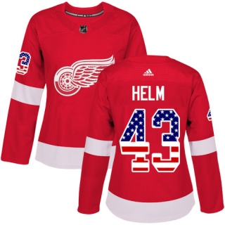 Women's Darren Helm Detroit Red Wings Adidas USA Flag Fashion Jersey - Authentic Red