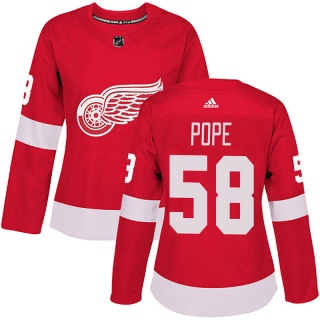 Women's David Pope Detroit Red Wings Adidas Home Jersey - Authentic Red