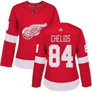 Women's Jake Chelios Detroit Red Wings Adidas Home Jersey - Authentic Red