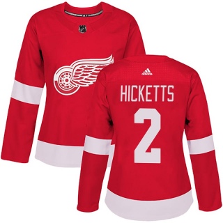Women's Joe Hicketts Detroit Red Wings Adidas Home Jersey - Authentic Red