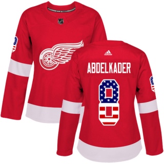 Women's Justin Abdelkader Detroit Red Wings Adidas USA Flag Fashion Jersey - Authentic Red