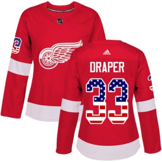 Women's Kris Draper Detroit Red Wings Adidas USA Flag Fashion Jersey - Authentic Red