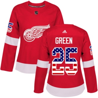 Women's Mike Green Detroit Red Wings Adidas USA Flag Fashion Jersey - Authentic Red
