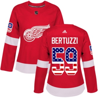 Women's Tyler Bertuzzi Detroit Red Wings Adidas USA Flag Fashion Jersey - Authentic Red