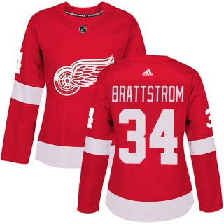 Women's Victor Brattstrom Detroit Red Wings Adidas Home Jersey - Authentic Red