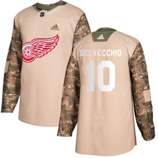 Youth Alex Delvecchio Detroit Red Wings Adidas Camo Veterans Day Practice Jersey - Authentic Red