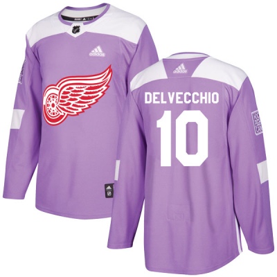 Youth Alex Delvecchio Detroit Red Wings Adidas Hockey Fights Cancer Practice Jersey - Authentic Purple