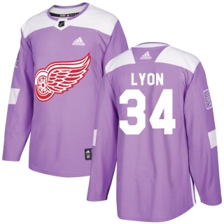 Youth Alex Lyon Detroit Red Wings Adidas Hockey Fights Cancer Practice Jersey - Authentic Purple