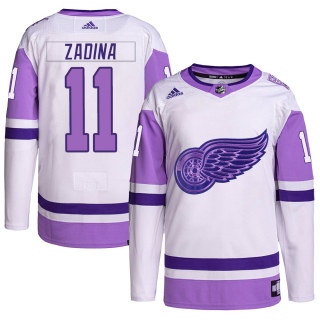 Youth Filip Zadina Detroit Red Wings Adidas Hockey Fights Cancer Primegreen Jersey - Authentic White/Purple