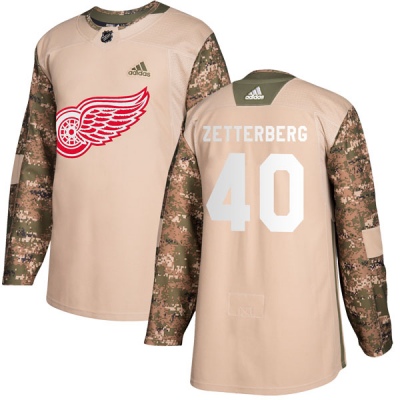 Youth Henrik Zetterberg Detroit Red Wings Adidas Camo Veterans Day Practice Jersey - Authentic Red