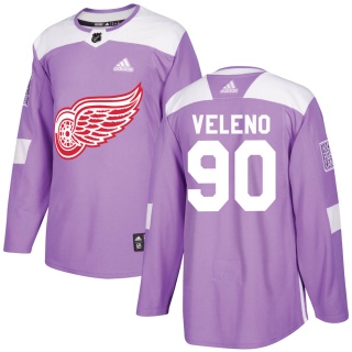 Youth Joe Veleno Detroit Red Wings Adidas Hockey Fights Cancer Practice Jersey - Authentic Purple