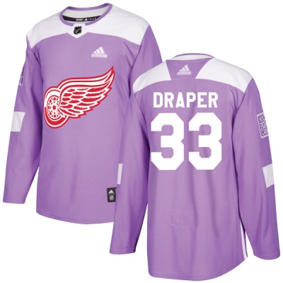 Youth Kris Draper Detroit Red Wings Adidas Hockey Fights Cancer Practice Jersey - Authentic Purple