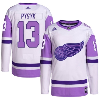 Youth Mark Pysyk Detroit Red Wings Adidas Hockey Fights Cancer Primegreen Jersey - Authentic White/Purple