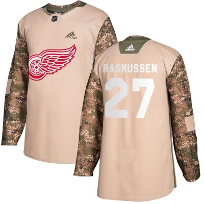 Youth Michael Rasmussen Detroit Red Wings Adidas Camo Veterans Day Practice Jersey - Authentic Red