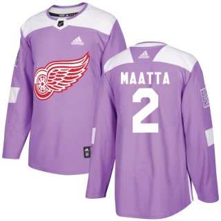 Youth Olli Maatta Detroit Red Wings Adidas Hockey Fights Cancer Practice Jersey - Authentic Purple