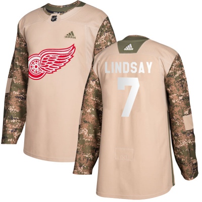 Youth Ted Lindsay Detroit Red Wings Adidas Camo Veterans Day Practice Jersey - Authentic Red